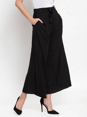 Black plain rayon palazzo-pants 3