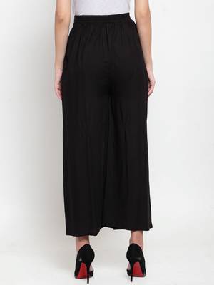 Black plain rayon palazzo-pants 4