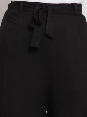 Black plain rayon palazzo-pants 5