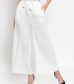 Off-white plain rayon palazzo-pants