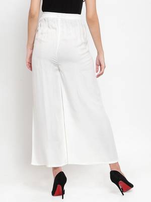 Off-white plain rayon palazzo-pants 4