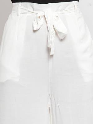 Off-white plain rayon palazzo-pants 5