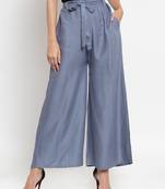Grey plain rayon palazzo-pants