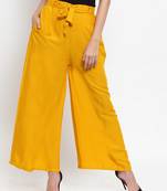 Mustard plain rayon palazzo-pants