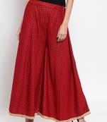 Maroon printed rayon palazzo-pants