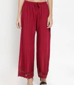 Maroon plain rayon palazzo-pants