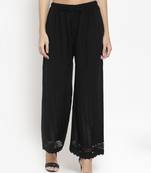 Black plain rayon palazzo-pants