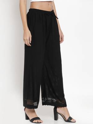 Black plain rayon palazzo-pants 3