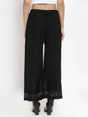 Black plain rayon palazzo-pants 4