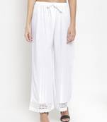 White plain rayon palazzo-pants