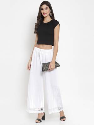 White plain rayon palazzo-pants 2