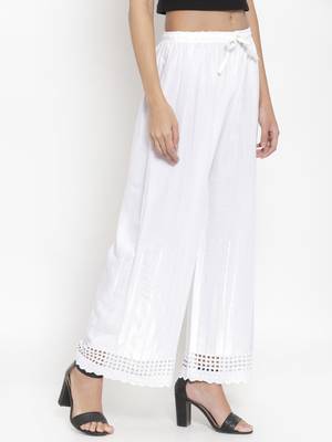 White plain rayon palazzo-pants 3