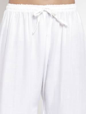 White plain rayon palazzo-pants 5