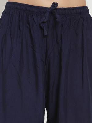 Navy-blue plain rayon palazzo-pants 5