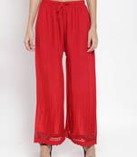 Red plain rayon palazzo-pants