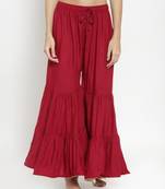 Maroon plain rayon palazzo-pants
