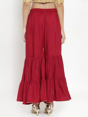 Maroon plain rayon palazzo-pants 4