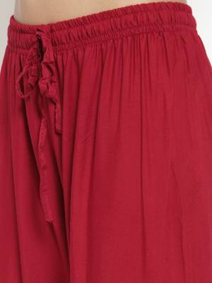 Maroon plain rayon palazzo-pants 5