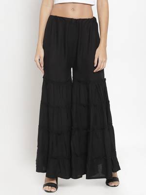 Black plain rayon palazzo-pants 1