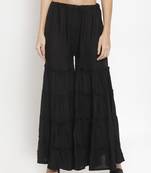 Black plain rayon palazzo-pants