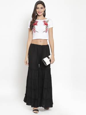 Black plain rayon palazzo-pants 2