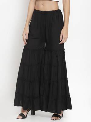 Black plain rayon palazzo-pants 3
