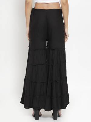 Black plain rayon palazzo-pants 4