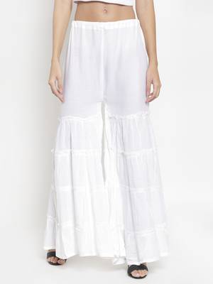 White plain rayon palazzo-pants 1