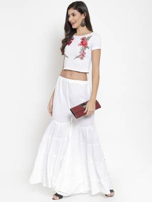 White plain rayon palazzo-pants 2