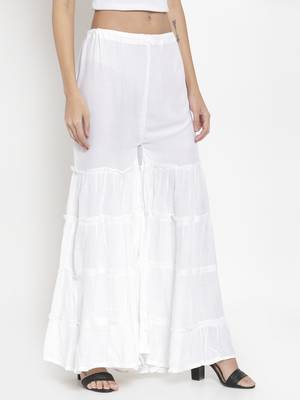 White plain rayon palazzo-pants 3