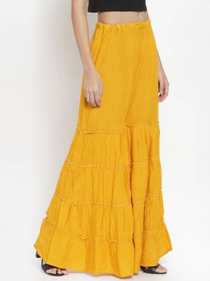 Mustard plain rayon palazzo-pants 3