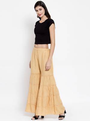 Fawn plain rayon palazzo-pants 1