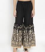 Black printed rayon palazzo-pants