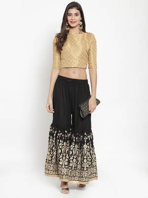 Black printed rayon palazzo-pants 2