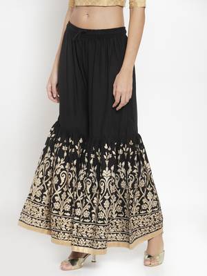 Black printed rayon palazzo-pants 3