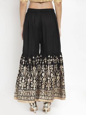 Black printed rayon palazzo-pants 4