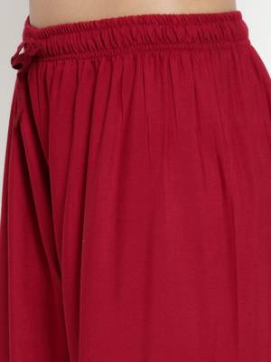 Maroon printed rayon palazzo-pants 5