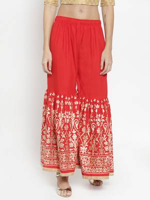 Red printed rayon palazzo-pants 1
