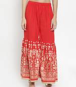 Red printed rayon palazzo-pants