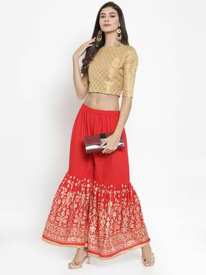 Red printed rayon palazzo-pants 2