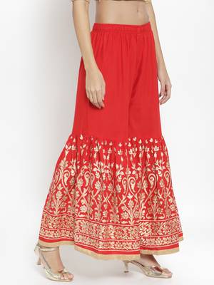 Red printed rayon palazzo-pants 3