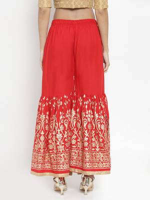 Red printed rayon palazzo-pants 4