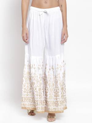 White printed rayon palazzo-pants 1