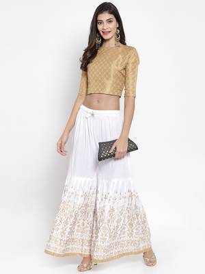 White printed rayon palazzo-pants 2
