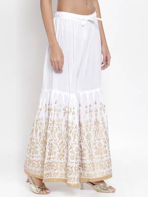 White printed rayon palazzo-pants 3