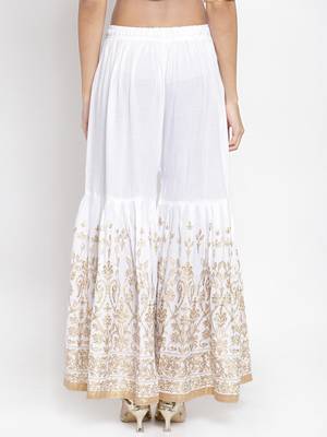 White printed rayon palazzo-pants 4