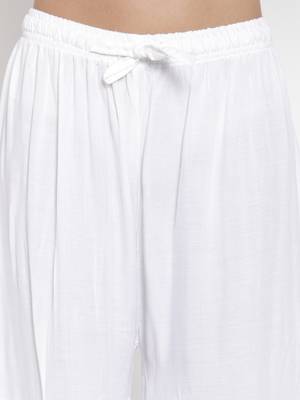 White printed rayon palazzo-pants 5
