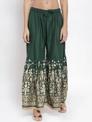 Green printed rayon palazzo-pants 1