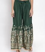 Green printed rayon palazzo-pants