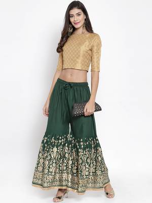 Green printed rayon palazzo-pants 2